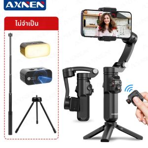 AXNEN M02 โทรศัพท์Stabilizer 3 แกนมือถือGimbal AI Face TrackingสําหรับiPhone Androidสมาร์ทโฟนรีโมทที่ถอดออกได้