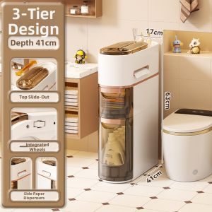 Draw Type No-Install Bathroom Water-resistant Narrow Gap Storage Cabinet