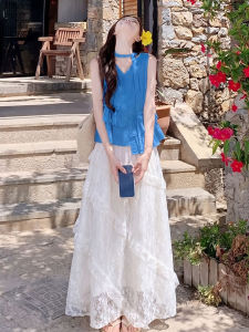 XIANYIJIAO | White Lace Summer Skirt 2026 New A-Line High-Waist