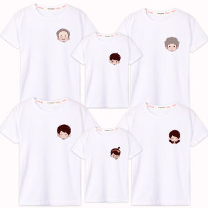 Pure Cotton Half Sleeve Family Photo Matching Clothes Grandparents Included Three Generations Childrens Wear Summer T-Shirt