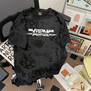 American Dyed Letter Short Sleeve T-Shirt Mens Summer Thin Fashion Brand Loose Match Half Sleeve Body Shirt Cotton Pure Breathable