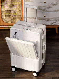 Multi-Functional Front Opening Aluminum Frame Frosted Luggage Travel Suitcase with Universal Wheels for Men And Women 20 24 Inches