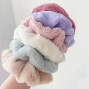 Hair Scrunchies Furry Elastic Band Women Girl Ponytail Holder Rubber Ties Accessories Plush Faux Fur Soft Hair Ties