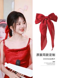 Tansongyun Red Silk Butterfly Knot Hair Accessories: Sweet Style & Spring Loaded Clips