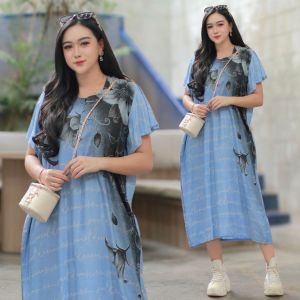 Daster kimora resleting depan jumbo busui lengan kipas/payung