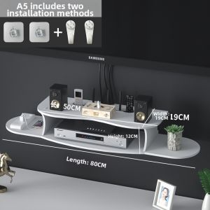 Wall-mounted Perforated Storage Rack Cable Box Projector Router Shelf