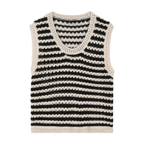 Womens Summer Striped Knitted Hollow-out Camisole