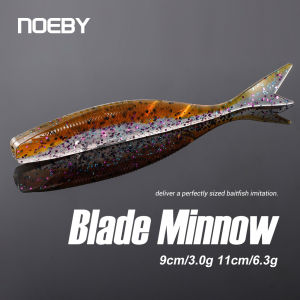 NOEBY | NOEBY 9cm 11cm Blade Minnow Dart Worm Soft Bait Silicone Artificial Bait Saltwater Freshwater Sea Bass Artificial Tackle