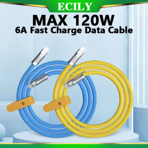 ECILY 120W 6A ซุปเปอร์ชาร์จเร็ว PD ชนิด C ของเหลวสายซิลิโคนชาร์จเร็ว1เมตรสาย Usb Usb C ถึง C สายวันที่