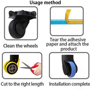 Upgraded Self-Adhesive Protective Cover for Luggage Wheels Universal Chair Wheels Noise Reduction Shock Absorption Dual Wheel