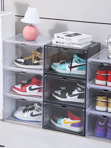 Magnetic Transparent Hard Plastic Acrylic Shoe Cabinet Shoe Box Storage Dust-Proof Shoe Rack