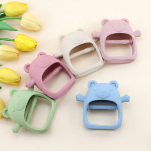 Silicone teddy bear teething toy for babies easy to grip and anti food hand toy