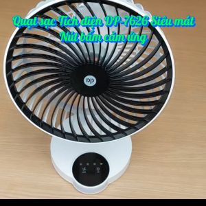 Quạt Sạc Tích Điện DP - 7626 Kết hợp Đèn LED Chiếu sáng - Loại Quạt trung gió rất mạnh với Nút bấm cảm ứng