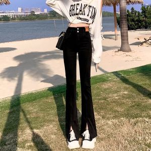 Quần Jeans Denim Lót Lông Cừu Cạp Cao Cho Nữ Thu Đông Ôm Vừa Vặn Quần Ống Loe Cổ Điển Quần Jeans Denim