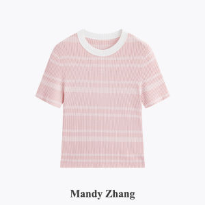French Design Knit Shirt Stripe Match