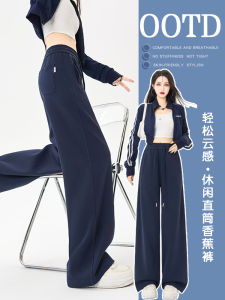 High Waist Wide Leg Pants Womens Spring Autumn Loose Casual Floor Length Sweatpants Draping Straight Cut Trousers