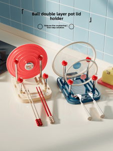 NIGESI | Pot Lid Holder and Utensil Organizer Double Layer For Countertop
