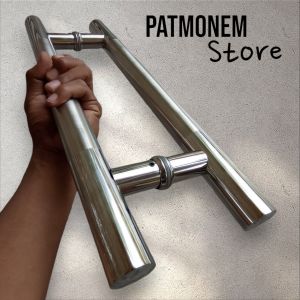 handle pintu kaca dan kayu baut tembus bulat 1¼ dof glosy redy panjang 45cm 60cm 80cm