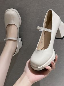 Mary Jane Chunky Heels Womens 2025 New Fairy Style Waterproof Platform JK French Square Head Buckle Single Shoes Fashionable Casual