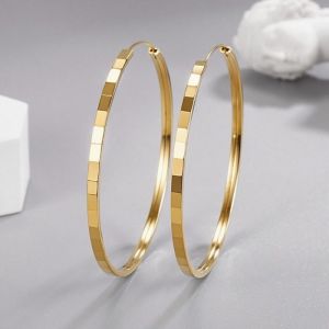 Fashion Classics Metal Big Circle Earrings for Women Stainless Steel Circle Girls Shiny Delicate Party Jewelry