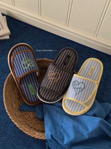 XIXITIAO | Narrow Straps Retro Heart Embroidery Linen Slipper