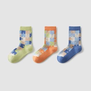 Tất Cotton Kháng Khuẩn Thoáng Khí Thoải Mái Cho Trẻ Em Bananain 501c Bộ Ba Đôi Tất Trung Dài Mùa Thu Đông Hoạt Hình