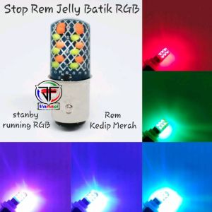 Paket Lampu Stop Rem Jelly RGB Batik 2 Mode Flash dan Kedip + Sen Jelly Kedip 3 Warna Led Depan Belakang Universal Wajib DC 12 Volt