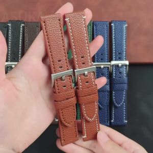 Lychee Pattern Leather Watch Strap 18mm20mm22mm24mm Brown Universal for Seiko for Rolex Bracelet Business Replace Band Accessory