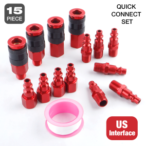 14Pcs Pneumatic Tool Quick Connector Air Compressor Hose Accessories Six Locking Balls Standard 1/4" NPT Thread US Interface