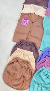 RISYABABYSTORE 3 Stel Setelan tanpa lengan bayi Newborn 0-3 Bulan Baju bayi tanpa lengan celana pop bayi Baby gift nyaman lembut SNI