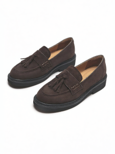 Hotwind | Vintage Tassel Low-heel Brown Loafer Shoes