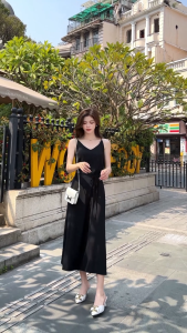 Apricot suspender dress for women summer waist slimming string dress midi dress sleeveless dress