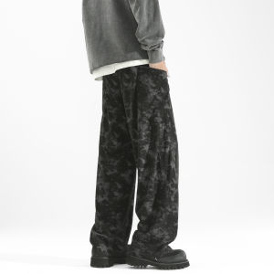 กางเกงลำลองผู้ชายสไตล์อเมริกันย้อนยุค ทรงหลวม ขาตรง ผ้าคอร์ดูรอย กางเกงขายาว ทรงขากว้าง ทรงหลวม สีสันสดใส