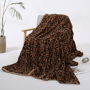 Leopard Pattern Rabbit Motif Crystal Velvet Blanket