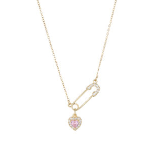 ZHENGZHAO | Golden Pin Heart Pendant Lightweight Luxury Unique Design High-end Sweet Cool Necklace