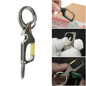 Gantungan Kunci Carabiner Multifungsi - Pisau Mini Pembuka Botol dan Karabiner