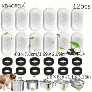 12/15PCS Cat Water Fountain Activated Carbon Sponge Filters for Stainless Steel Water Dispenser Pet Healthy Water Care Accessory