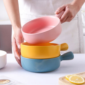 B.F. Ceramic Bowl with Handle Nordic Style Home Kitchen Soup Salad Bowl Noodle Bowl