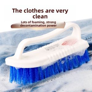 Multi Purpose Scrub Brush Long Handle Blue Bristles Foaming Powerful Stain Remover Durable Household Cleaning Brush for Clothes