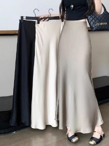 Fancy Fashion Temperament Skirt Womens Spring Mid Length Long Length High Waist Cover Drape A- line Sheath Fishtail Dress