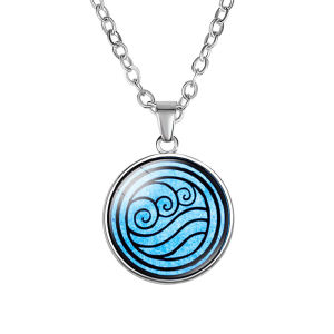 yumei | New Avatar The Last Airbender Man Necklace Kingdom Air Nomad Fire and Water Tribe Pendant Glass Cabochon Necklaces