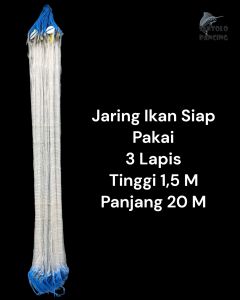 Jaring Ikan Siap Pakai 3 Lapis Tinggi 14m Panjang 20m