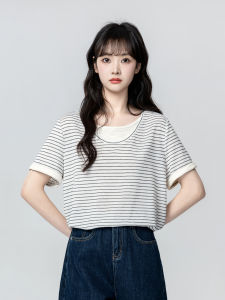 ZISUO | Áo Thun Nữ Sọc Đen Trắng Form Rộng