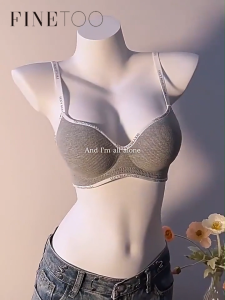 FINETOO Fashion Push Up Bras for Women Wireless Seamless Soft Support Brassiere 3CM Thick Cup Pad Lift Anti Sagging Sport Style Comfortable Cotton for Small Chest