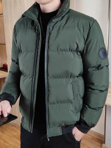 ROMON | Lormen Mens Thickened Lightweight Cotton Jacket Stand Collar Down Feather Bread Style Coat Warmth Youth Fashion Winter Outerwear