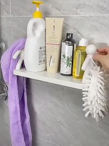 White Wall Hanging Shelf Storage Rack Save Space Bathroom Little Man Doll Design Home Decor Kitchen Rack