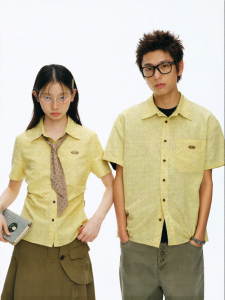 JNXS | Áo Sơ Mi Dáng Rộng Tự Do Có Túi Phồng Họa Tiết Gingham