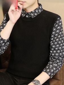 HENGYUANXIANG | เสื้อสเวตเตอร์คอโปโลพิมพ์ลายสำหรับผู้ชาย ทรงหลวม แขนยาว ฤดูใบไม้ร่วง 2023 โพลีเอสเตอร์ อะคริลิก น้ำหนักเบา ระบายอากาศได้ดี