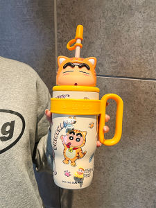 New Style Cartoon Character Insulated Stainless Steel Straw Cup Large Capacity School Water Bottle for Girls Wax Pen Little New