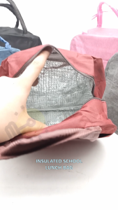Thermal School Lunch Bag Leak-Proof Interior & Compact Gray Red Pink Black Blue
